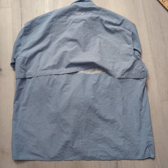 Orvis Troutbum Shirt Mens XXL Blue Gingham Seersucker Fishing Vented Orvis SS - Picture 4 of 4